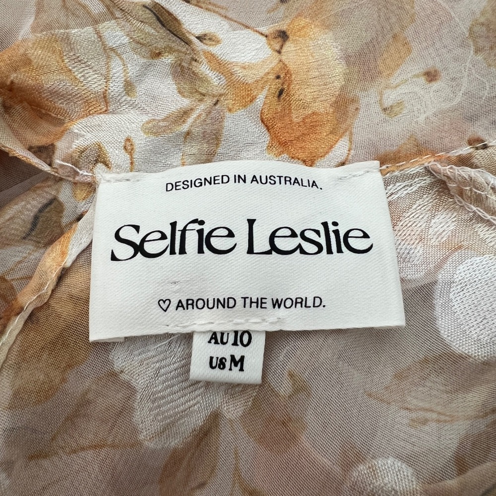 Selfie Leslie Monte Cristi High Neck Floral Ruched Mini Dress Yellow US M - Picture 10 of 12